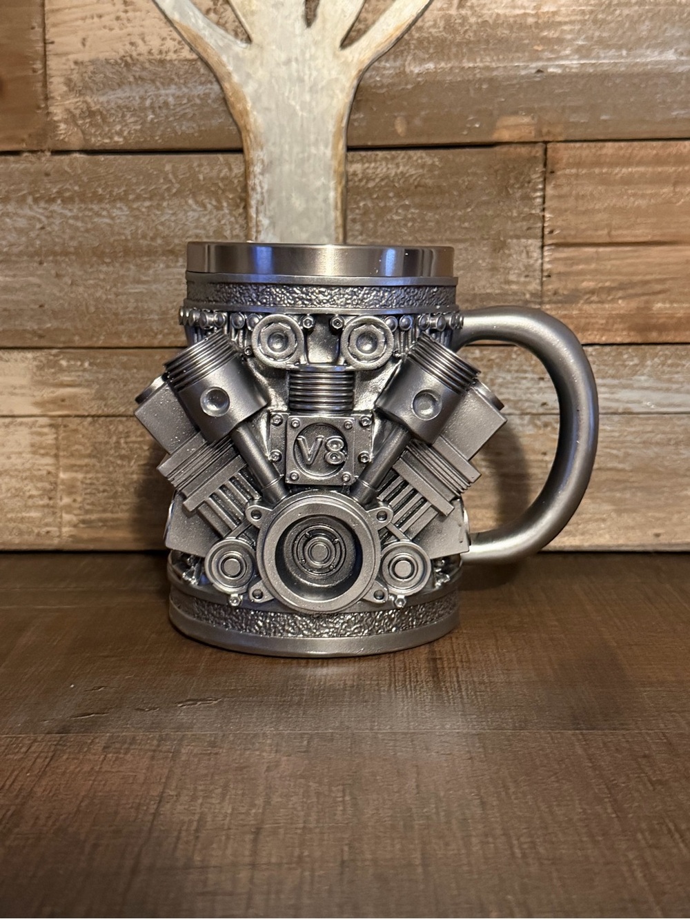V8 Engine Sculpted Steampunk Metal 10 Oz Mug